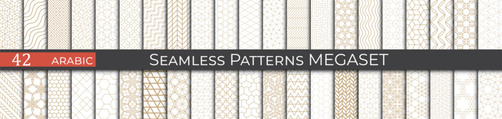 Modern arabic pattern set. Subtle simple golden islamic design. Traditional 80s turkish pattern.