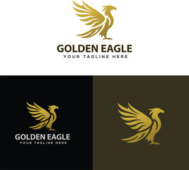 Golden Eagle rising Wings Logo design vector