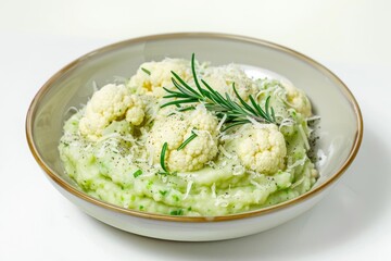 Comforting Cannellini Bean and Green Cauliflower Mash with Aromatic Rosemary and Parmesan