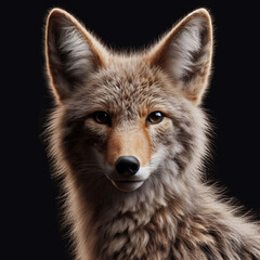 Fototapeta premium Wild coyote isolated on black background.