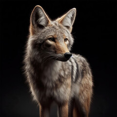 Fototapeta premium Wild coyote isolated on black background.