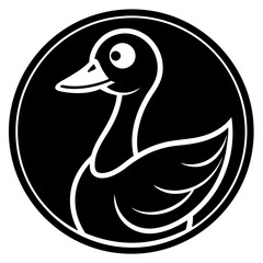 black and white duck silhouette logo icon vector illustration.