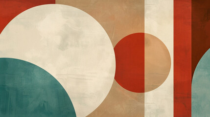 Terracotta red, light beige, & muted teal Constructivism art background