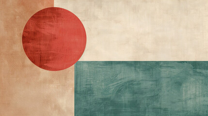 Terracotta red, light beige, & muted teal Constructivism art background