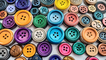 Close up colorful various colorful flat botton, Doodle drawing, Generative AI.