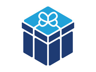 Blue giftbox icon vector illustration