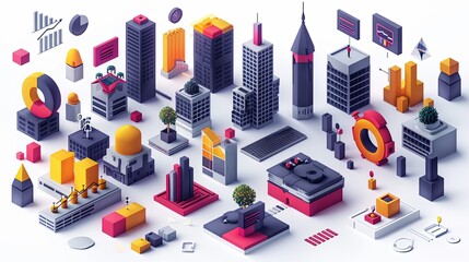 Business topics, company - modern outlined flat vector concept illustrations set, corporate Memphis style Business metaphor