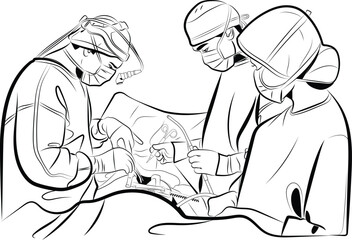 Surgeon Doctors doing surgery operation to the patient with critical condition.