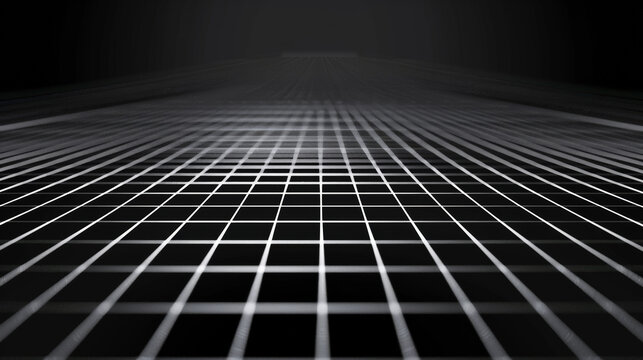Grid thin white lines with a dark background in perspective