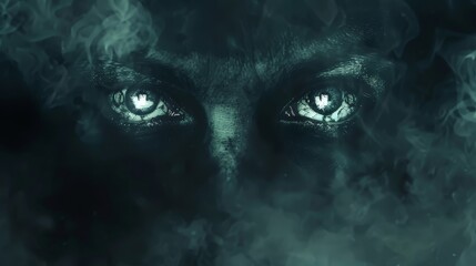 The Eye of the Storm - A close-up of a person's eyes peering through a smoky mist.