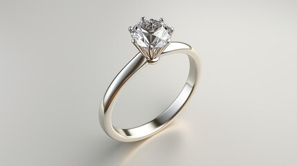 A solitaire diamond ring glistens with pristine clarity, elegantly mounted on a smooth gold band.