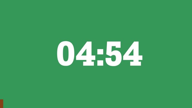 5 Minutes Countdown Timer White Numbers on a green Background