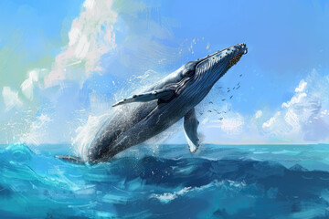 Fototapeta premium whale jumping out of water