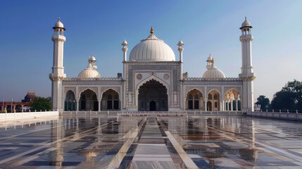 Obraz premium a beautiful mosque near garden and lake