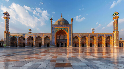 Obraz premium a beautiful mosque near garden and lake