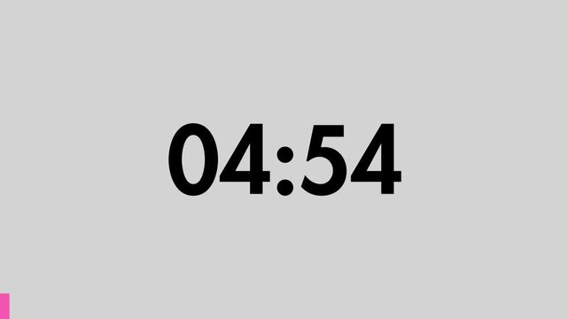5 Minutes Countdown Timer Black Numbers on a grey Background