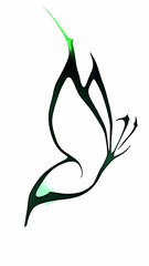 Illustration of a green butterfly on a white background - digitally rendered