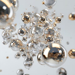 Fototapeta premium mix of metallic bubbles and water bubbles, octane render, 4k, 8k, sharp 3D design layout abstract