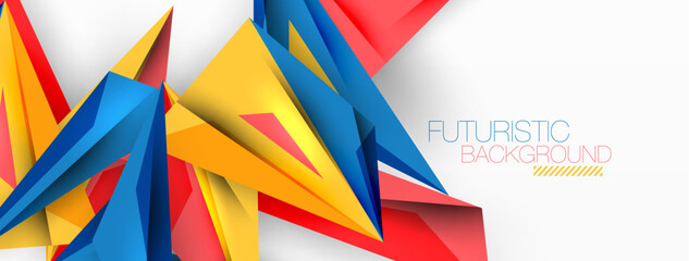 Minimal geometric abstract background. Low poly dynamic triangle design. Trendy techno business template for wallpaper, banner, background or landing