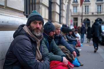 Fototapeta premium group of homeless people