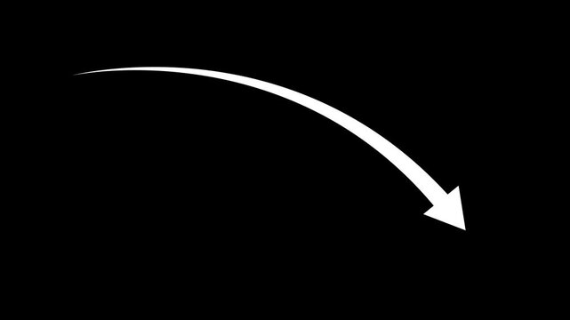 white arrow rising transparent channel.on a black background