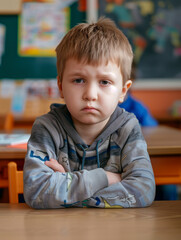 Portrait of a child boring at school