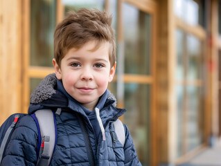 Portrait of a little boy at school