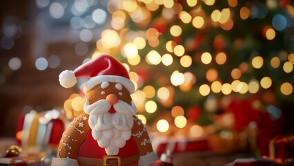 Lustiger und witziger Lebkuchenmann Weihnachtsmann in 3D Comic Animation Stil als Gru&szlig;karten Motiv