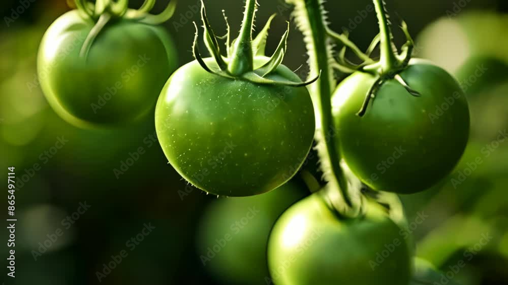 Poster  Freshly harvested green tomatoes ready for the kitchen