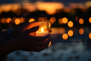 hands holding a candle at candlelight vigil, memorial gatherings, and moments of reflection, honoring the lives lost to overdose on National overdose awareness day