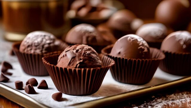  Chocolate truffles in gold foil ready to be savored