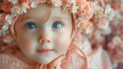 Fototapeta premium The adorable baby girl with cute and happy