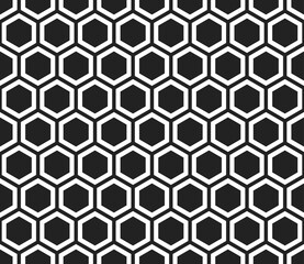 Hexagon background design. Plain hexagon net with inner solid cells. Hexagonal cells. Seamless tileable vector illustration.