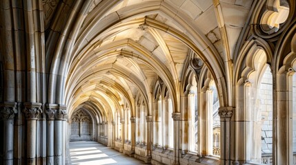 Fototapeta premium Architectural Arched Corridor of a Cathedral