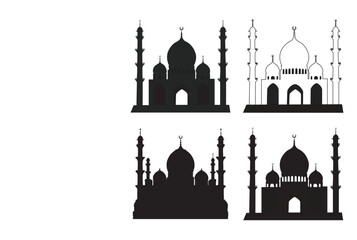 Mosque with minar islamic culture background illustration 