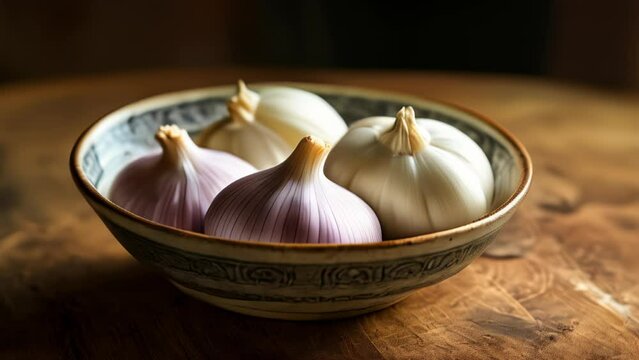  Fresh garlic bulbs in a bowl ready to add flavor to your dishes