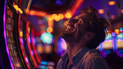 Fototapeta premium The man loves to win at the casino.