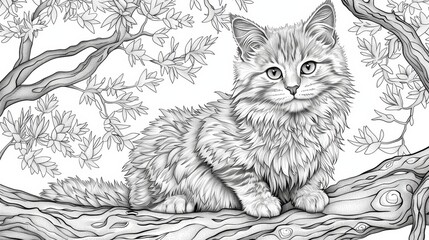 A delightful coloring book featuring adorable cat illustrations, perfect for children and adults alike. Each page showcases a different cat in various poses and settings, ready to be brought to life