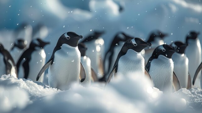Flock of penguins in Antarctica