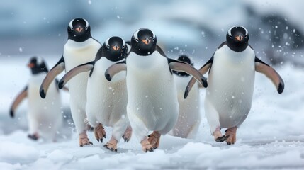 Flock of penguins in Antarctica