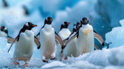 Flock of penguins in Antarctica