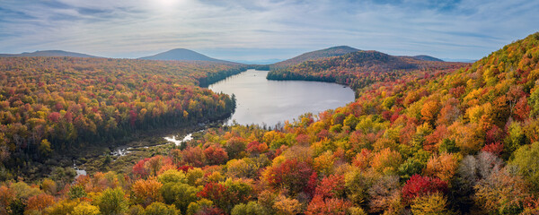 Fall colors at kettle pond in Groton, Vermont