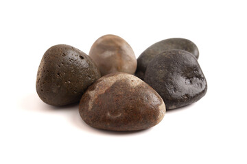 A Set of Five River Stones Isolated on a White Background Similar to the Story of David and Goliath