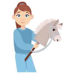 Little girl goes in for sport hobbyhorsing