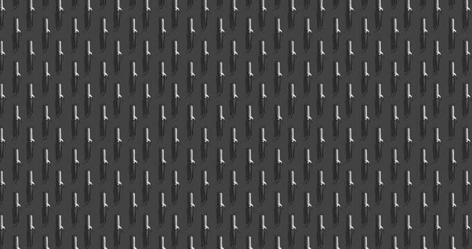 4K animated pattern of hair curler moving from top to bottom. Curling iron in a hand-drawn style creating a repeatable background. Horizontal video.