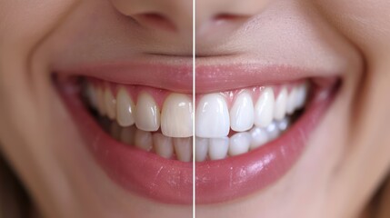 Woman's smile before and after of veneers and braces