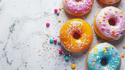 Sweet colorful glazed donuts