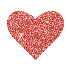 Vector glitter red heart. Gold red  shiny heart.