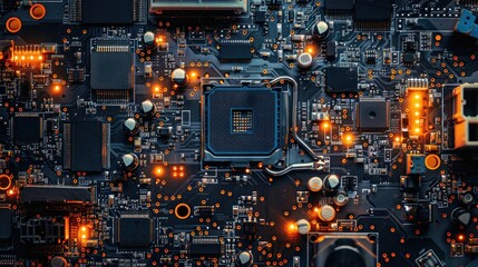 Fototapeta premium Circuit board. Technology background. Central Computer Processors CPU concept. Motherboard digital chip