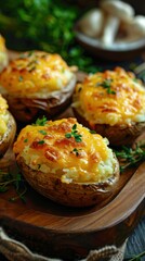 Fototapeta premium Baked Potatoes With Melted Cheese